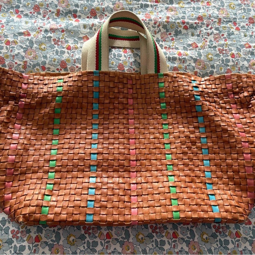 Clare V Bateau Bag in Natural Woven Leather